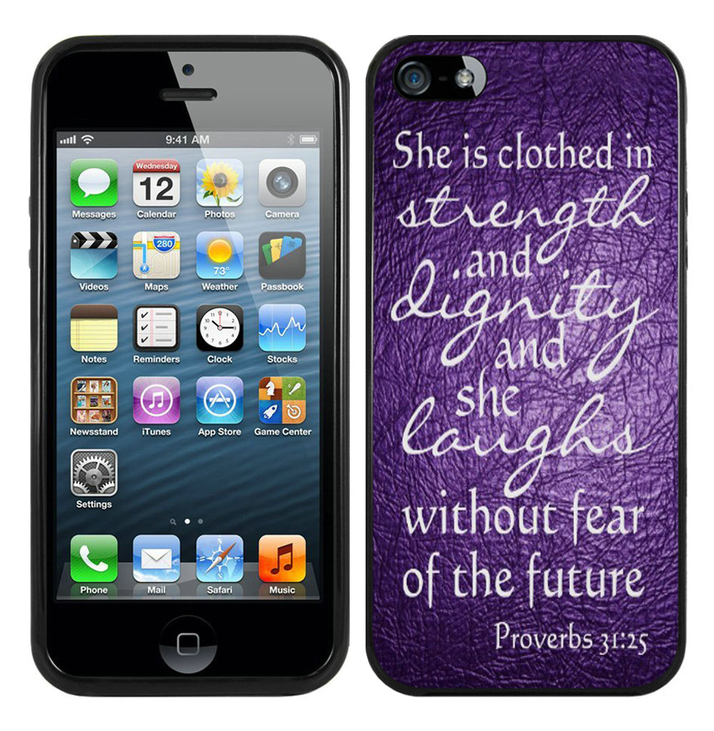 Bible Proverbs 31 25 She is clothed with strength and dignity Black iPhone 5 5S Case